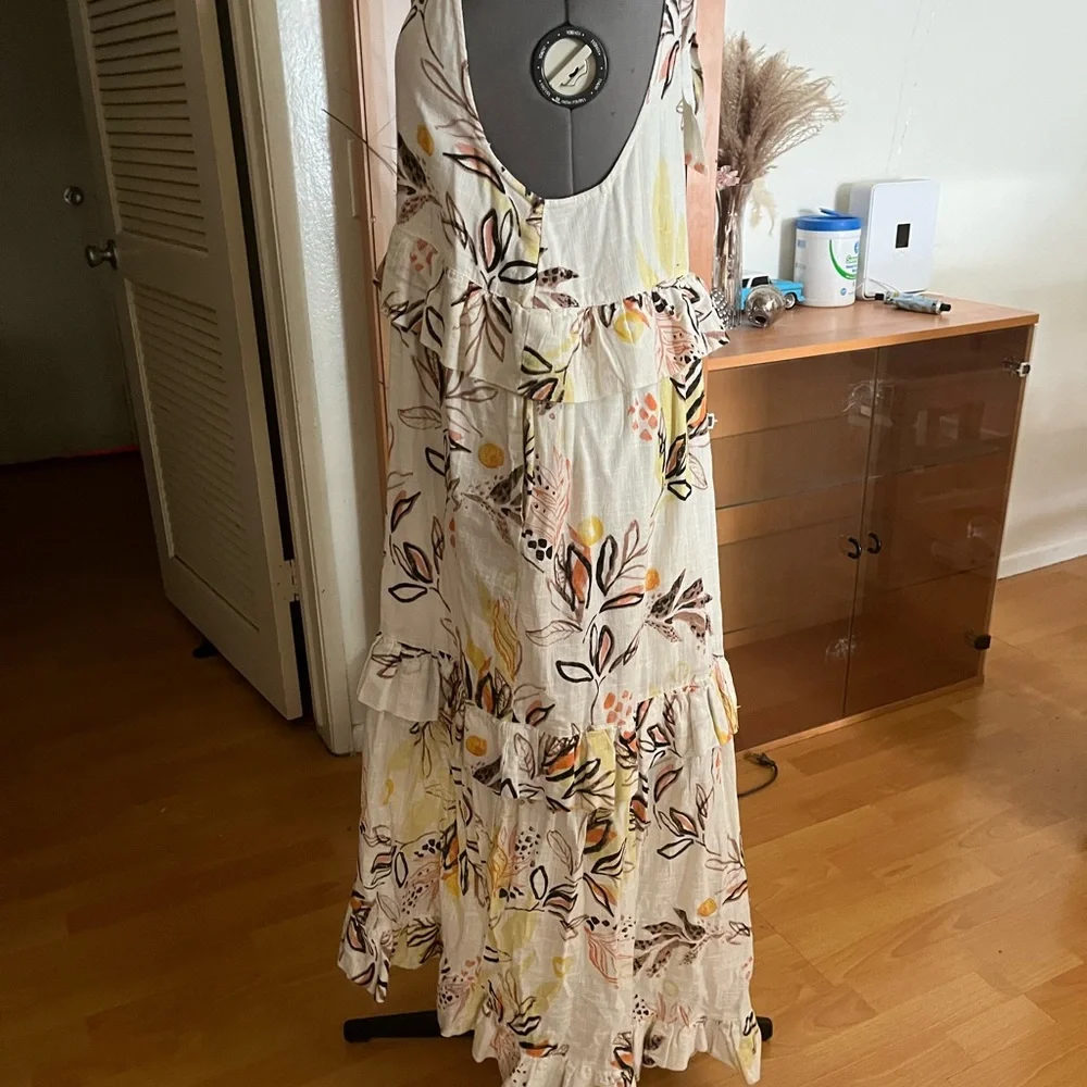 Free People White Floral Backless Ruffle Maxi Dress - Picture 6 of 11